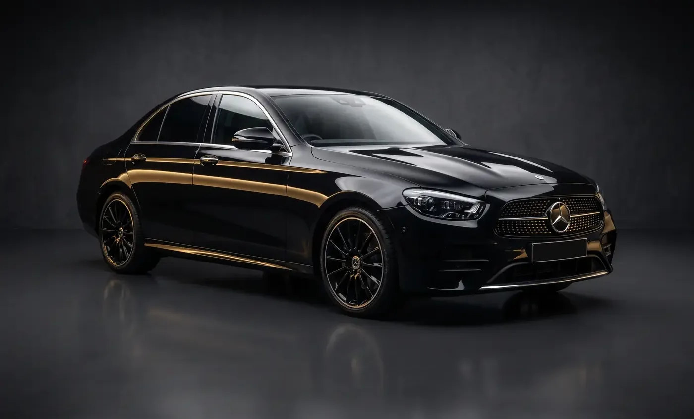 Black Mercedes E Class saloon