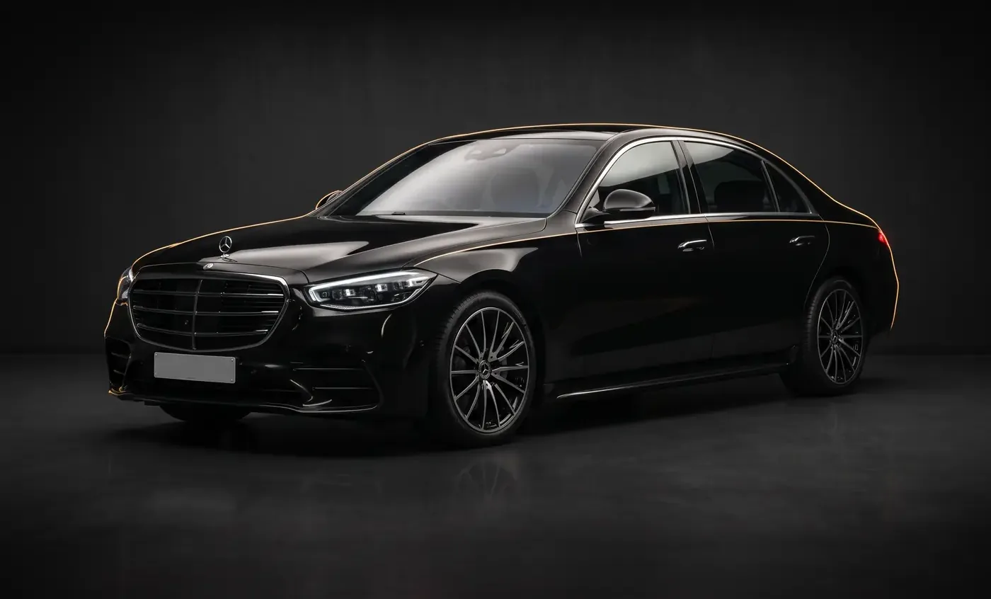 Black Mercedes S Class saloon