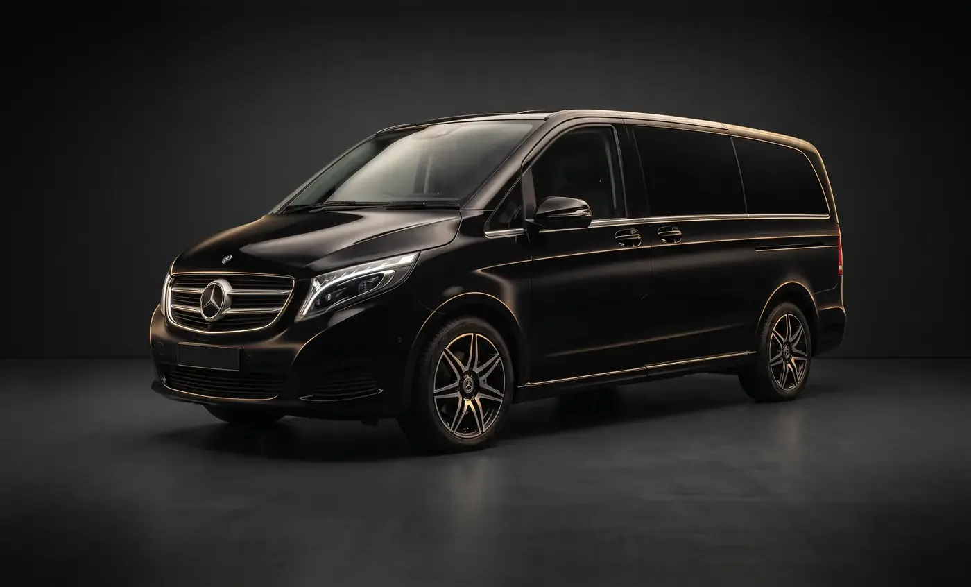 Black Mercedes V Class people carrier